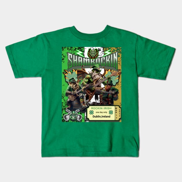 Shamrockin Irish Kids T-Shirt by swamp fairys